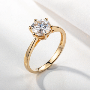 Golden Solitaire Engagement Ring