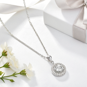 Halo Diamond-Style Pendant Necklace